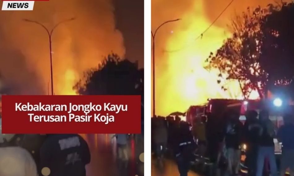 Kebakaran hebat melumat jongko kayu di Terusan Pasir Koja, Sukahaji, malam ini. Puluhan keluarga terpuruk dan warga panik akibat risiko merembet ke permukiman.