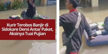 Viral kurir di Sidokare, Sidoarjo, menerobos banjir demi mengantar paket. Aksinya dipuji warganet karena dedikasi tinggi.