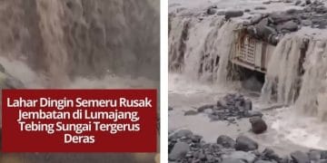 Lahar dingin Gunung Semeru merusak jembatan di Desa Gondoruso, Lumajang. Tebing sungai terkikis deras, akses warga kini terancam bahaya.