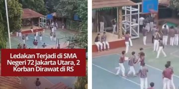 Ledakan terjadi di SMA Negeri 72 Jakarta Utara sebelum Sholat Jumat, 2 korban luka dirawat di RS. Polisi masih selidiki sumber ledakan.