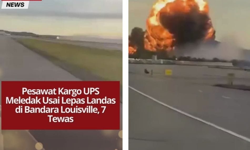 Pesawat kargo UPS jatuh dan meledak di Bandara Louisville, Kentucky. Tujuh orang tewas dan 11 luka dalam tragedi yang memicu bola api besar.