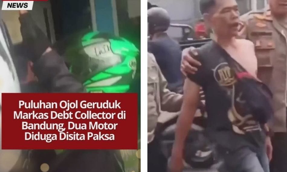 Puluhan ojol di Bandung geruduk markas debt collector setelah dua motor rekan mereka diduga disita paksa. Polisi turun tangan redakan ketegangan.