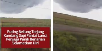 Video amatir menunjukkan puting beliung di Pantai Lunci dengan awan gelap pekat. Penjaga berlari menyelamatkan diri, belum ada korban atau kerugian.