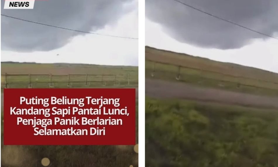 Video amatir menunjukkan puting beliung di Pantai Lunci dengan awan gelap pekat. Penjaga berlari menyelamatkan diri, belum ada korban atau kerugian.