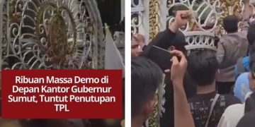 Ribuan massa demo di depan kantor Gubernur Sumut menuntut penutupan Toba Pulp Lestari. Polisi menutup akses Jalan Pangeran Diponegoro untuk mengamankan aksi.