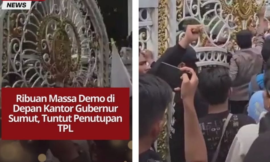 Ribuan massa demo di depan kantor Gubernur Sumut menuntut penutupan Toba Pulp Lestari. Polisi menutup akses Jalan Pangeran Diponegoro untuk mengamankan aksi.
