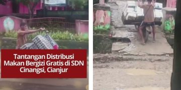 Distribusi Makan Bergizi Gratis di SDN Cinangsi, Cianjur terkendala jalan rusak. Perbaikan infrastruktur penting demi keselamatan anak dan petugas.