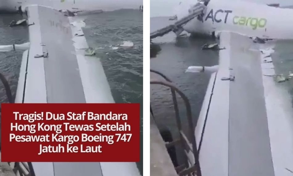 Dua staf darat tewas saat pesawat kargo Boeing 747 tergelincir dari landasan pacu Bandara Hong Kong dan jatuh ke laut setelah menabrak kendaraan patroli keamanan.
