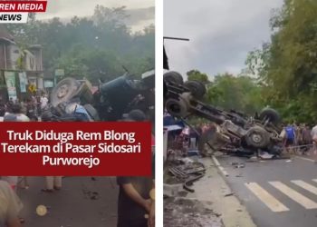 Sebuah truk diduga rem blong terekam di Pasar Sidosari Purworejo pagi ini. Lokasi ini sebelumnya pernah terjadi kecelakaan fatal dengan 12 korban meninggal.