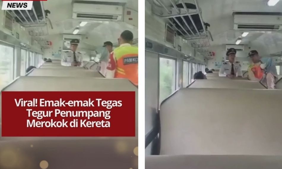 Viral emak-emak tegur penumpang merokok di kereta. Petugas turun tangan dan pelaku diturunkan di stasiun berikutnya demi kenyamanan penumpang.