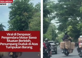 Video viral di Denpasar menunjukkan pemotor membawa muatan berlebih hingga penumpang duduk di atas barang, memicu kecaman warganet karena membahayakan keselamatan.