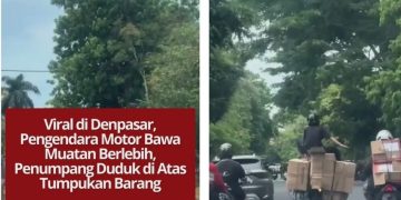 Video viral di Denpasar menunjukkan pemotor membawa muatan berlebih hingga penumpang duduk di atas barang, memicu kecaman warganet karena membahayakan keselamatan.