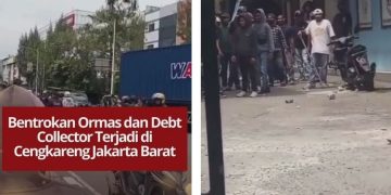 Bentrokan antara ormas dan debt collector terjadi di Jalan Daan Mogot, Cengkareng Jakarta Barat, Senin 10 November 2025.