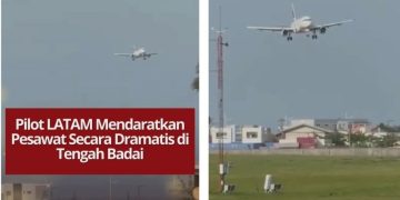 Video viral memperlihatkan pesawat LATAM mendarat di Bandara Navegantes, Brazil saat badai kuat dengan angin 108 km/jam, menegangkan penumpang dan netizen.