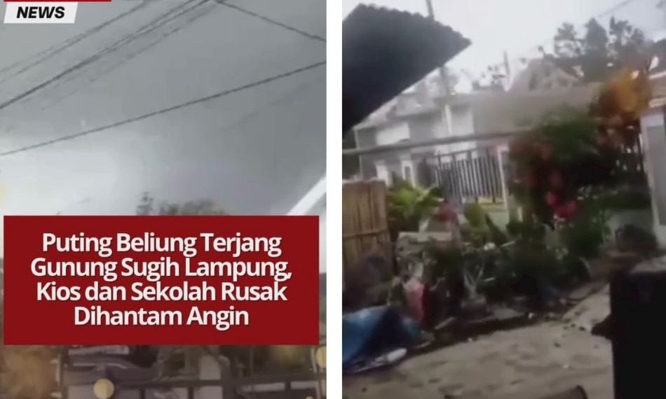 Angin puting beliung terjang Gunung Sugih, Lampung Tengah, hancurkan kios dan atap sekolah. Warga diimbau tetap waspada cuaca ekstrem.