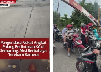 Sejumlah pengendara motor nekat angkat palang perlintasan kereta di Semarang. Aksi berbahaya ini mengancam keselamatan pengendara dan orang lain.