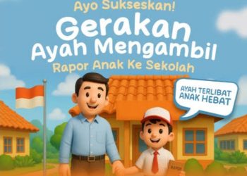 Program GEMAR mendorong ayah lebih aktif dalam pendidikan anak melalui keterlibatan langsung saat pembagian rapor di sekolah. (Foto: riaudetil.com)