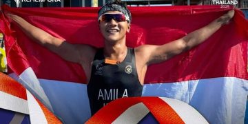 Rashif Amila Yaqin meraih emas triathlon putra di Rayong dan menambah koleksi medali Indonesia pada ajang multi event. (Foto: X/Kemenpora RI)