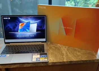 Tecno Megabook S14 hadir di Indonesia dengan bobot ringan, layar OLED 2.8K, dan fitur AI. Berikut spesifikasi dan harga terbarunya. (Foto: Jagat Review)