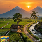 Childhood Drawings to Reality: The "Two Mountains" Nostalgia Series