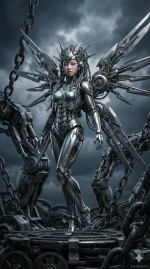 Synthetic Ascension: Angels of Steel & Code (Biomechanical Cyberpunk Art) - Gambar 5