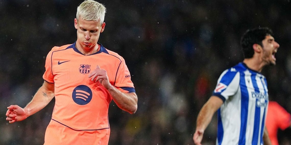 Barcelona harus mengakui keunggulan Real Sociedad dengan skor 1-2 dalam lanjutan Liga Spanyol di Reale Arena. (Foto: AP Photo/Miguel Oses)