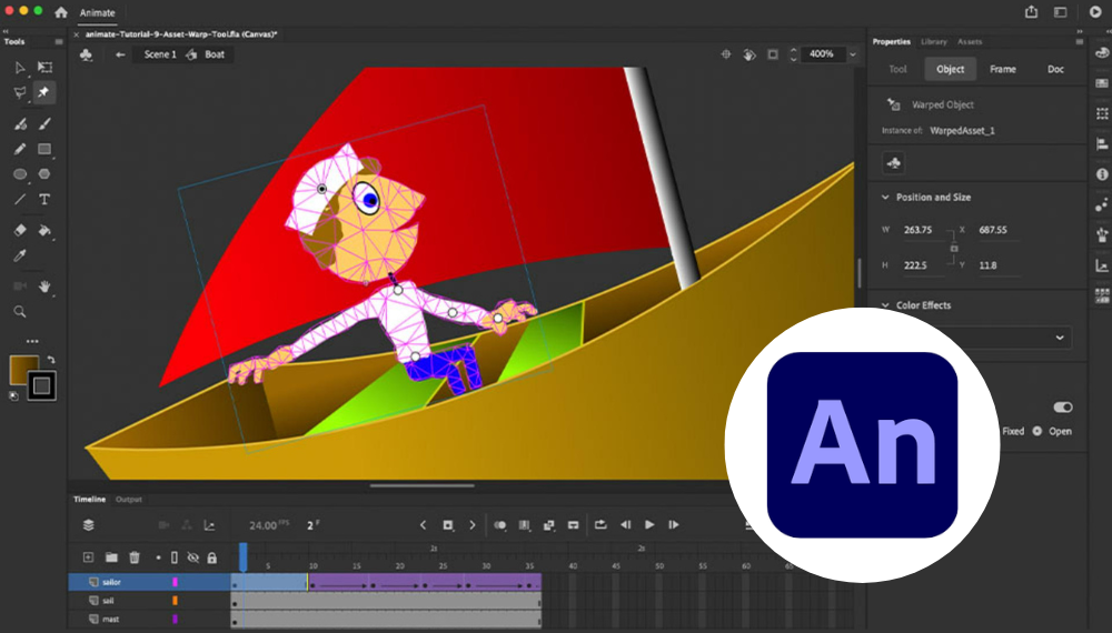 Adobe resmi akan menutup layanan Animate pada Maret 2026 seiring strategi perusahaan yang semakin fokus pada pengembangan AI. (Foto: Adobe Animate screenshot via Adobe Learn)