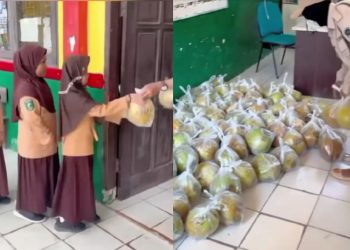 Video kelapa utuh jadi menu MBG di Muara Badak viral. SPPG Gas Alam Badak Satu jelaskan paket makanan lengkap sesuai standar gizi. (Foto: Layar tangkap FB Ivo Hatta)