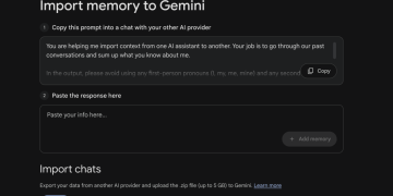 Google menghadirkan fitur baru di Gemini yang memungkinkan transfer memori dan riwayat chat dari chatbot lain dengan mudah dan cepat. (Foto: Samuel Boivin/NurPhoto via Getty Images)
