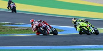 Duel sengit Di Giannantonio dan Marc Marquez di MotoGP Brasil diprediksi berlanjut panas di seri MotoGP Amerika akhir pekan ini. (Foto: liputan6.com)