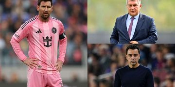 Xavi Hernandez mengungkap Lionel Messi sempat hampir kembali ke Barcelona pada 2023 namun rencana itu batal karena tidak direstui presiden klub saat itu. (Foto: Getty/GOAL)