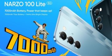Realme Narzo 100 Lite resmi dirilis dengan baterai 7000 mAh, layar 144 Hz, dan chipset Dimensity 6300. Simak spesifikasi dan harganya di sini. (Foto: GSMArena)