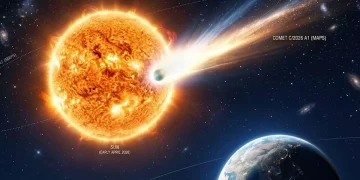 Komet MAPS hancur saat mendekati Matahari. Simak fakta menarik, asal usul, dan penjelasan ilmiah fenomena ini. (Foto: AI)