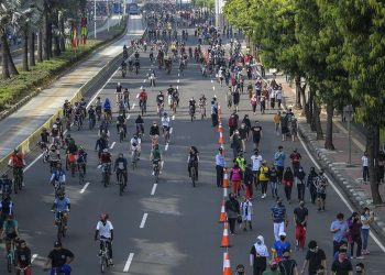 Pemprov DKI Jakarta meniadakan CFD pada Minggu 31 Mei 2026 saat libur Waisak. Jalan protokol kembali dibuka untuk kendaraan bermotor. (Foto: ANTARA FOTO/GALIH PRADIPTA)