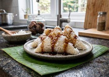 Resep kue lupis tradisional yang kenyal, gurih, dan manis dengan saus gula merah legit. Mudah dibuat di rumah dengan bahan sederhana.