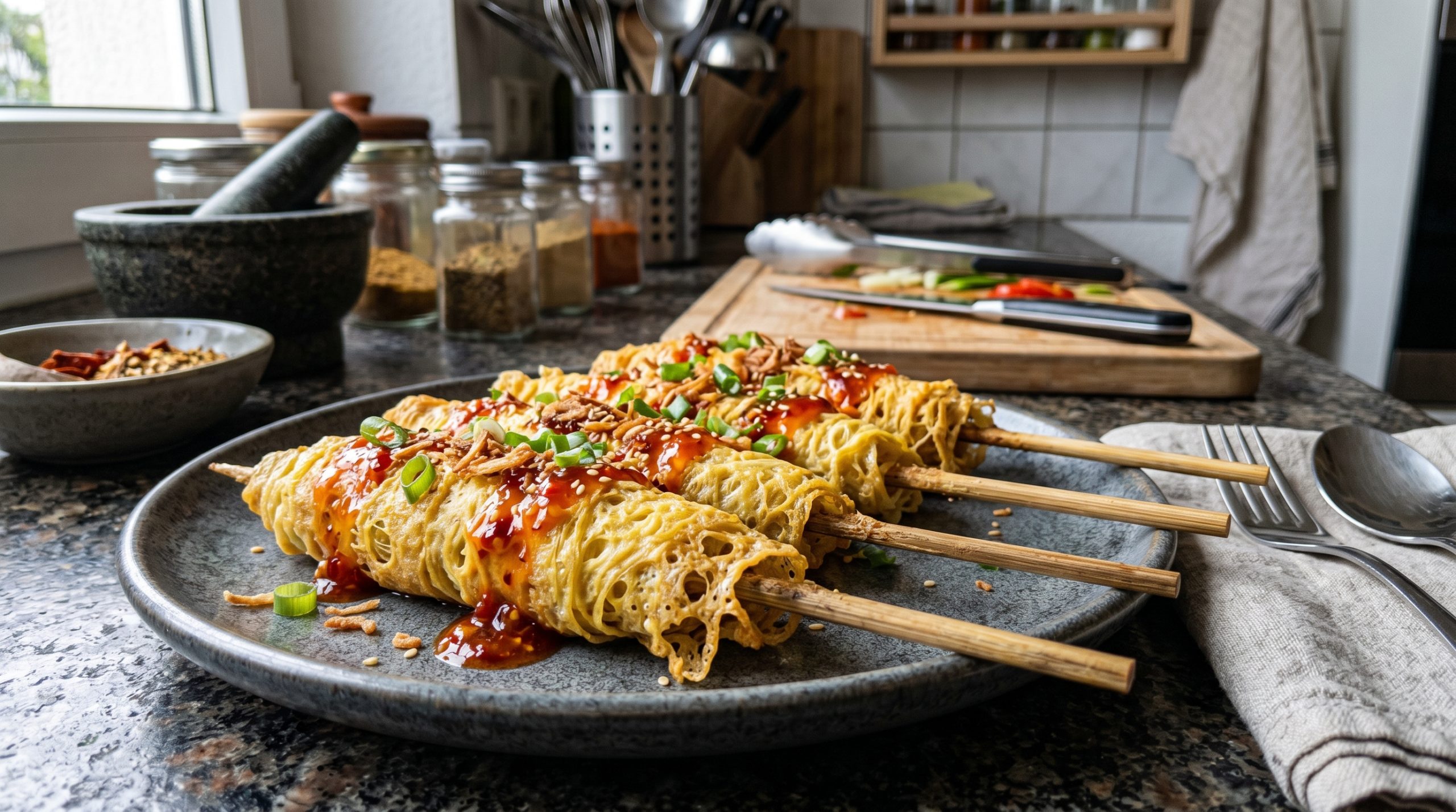 Resep telur gulung anti gagal lengkap dengan trik menggoreng dan rahasia adonan yang pas agar hasilnya gurih, renyah, dan mudah digulung.