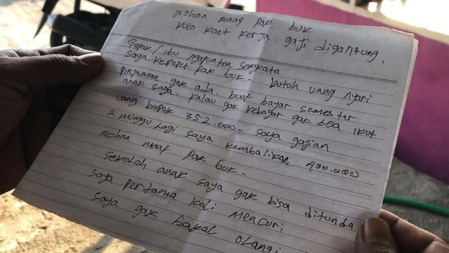 Kisah Maling di Mojokerto Tinggalkan Surat Maaf, Mengaku Demi Biaya Sekolah Anak