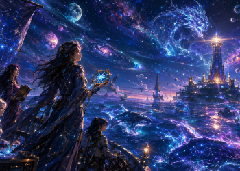 Lautan Cosmic Abadi mengisahkan perjalanan Elyssara di Mare Astra untuk menyalakan kembali Tujuh Mercusuar Langit sebelum cahaya terakhir padam.