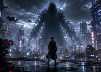 Bayangan Hitam di Kota Cyberpunk mengungkap misteri Umbrakai, entitas digital yang tak pernah terekam kamera dan mengubah takdir Veyrion Prime.
