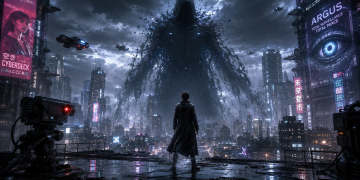 Bayangan Hitam di Kota Cyberpunk mengungkap misteri Umbrakai, entitas digital yang tak pernah terekam kamera dan mengubah takdir Veyrion Prime.