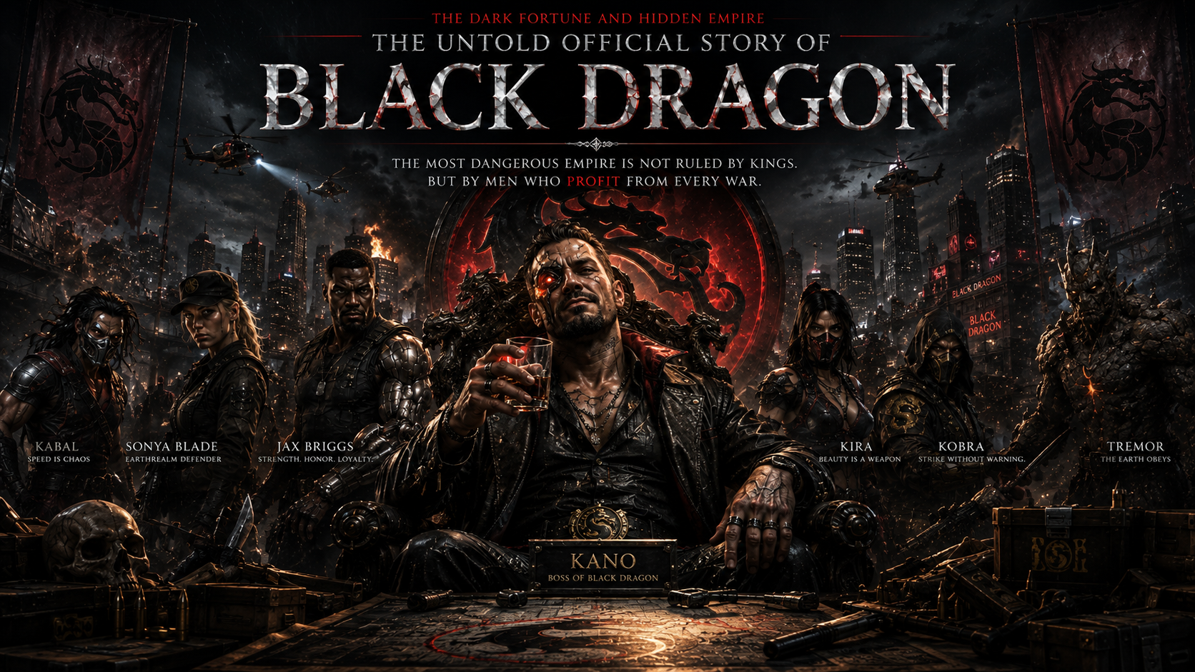Discover the untold official story of the Black Dragon, Mortal Kombat's infamous criminal empire that nearly conquered Earthrealm without magic.
