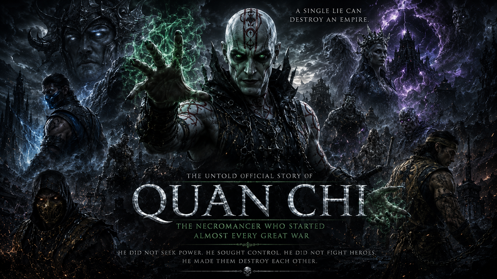 Discover the untold official story of Quan Chi, the necromancer whose deception sparked Mortal Kombat's greatest wars and changed countless destinies.