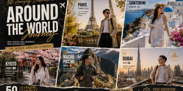 Discover 50 Hyper Realistic World Travel Prompt Collection for AI image generators. Create stunning travel portraits for men and women with cinematic 8K realism across the world's most iconic destinations.