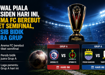 Jadwal Piala Presiden hari ini menghadirkan Arema FC vs DPMM FC dan Persib Bandung vs Tampines Rovers. Laga menentukan nasib Grup A menuju semifinal.