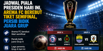 Jadwal Piala Presiden hari ini menghadirkan Arema FC vs DPMM FC dan Persib Bandung vs Tampines Rovers. Laga menentukan nasib Grup A menuju semifinal.