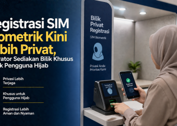 Operator seluler menyediakan bilik khusus bagi pengguna hijab untuk registrasi nomor HP berbasis biometrik demi menjaga privasi dan kenyamanan pelanggan.