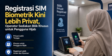 Operator seluler menyediakan bilik khusus bagi pengguna hijab untuk registrasi nomor HP berbasis biometrik demi menjaga privasi dan kenyamanan pelanggan.