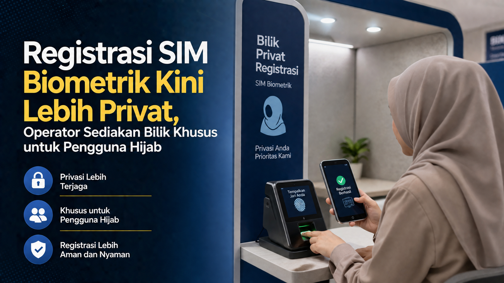 Registrasi SIM Biometrik Kini Lebih Privat, Operator Sediakan Bilik Khusus untuk Pengguna Hijab