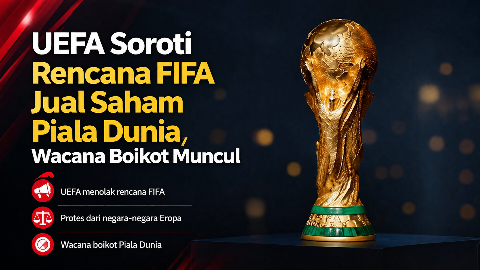 UEFA Soroti Rencana FIFA Jual Saham Piala Dunia, Wacana Boikot Muncul