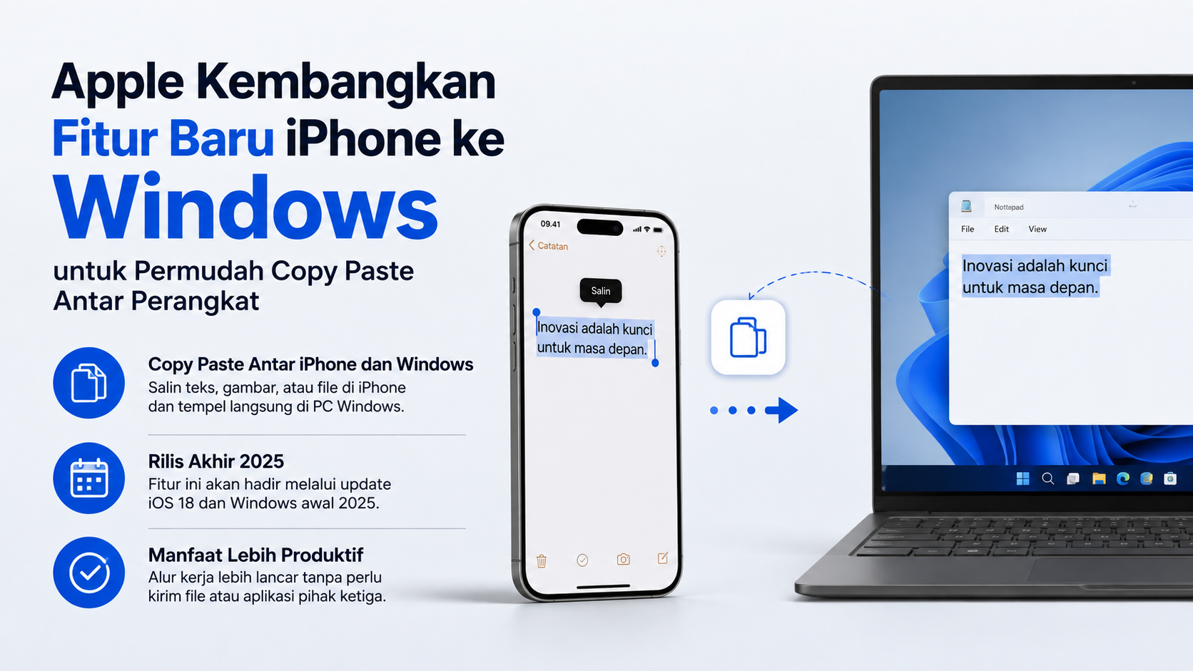 Apple Kembangkan Fitur Baru iPhone ke Windows untuk Permudah Copy Paste Antar Perangkat